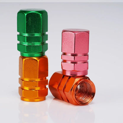 Aluminum Alloy Car Tire Valve Stem Caps Tyre Rim Valve Nipple Covers Dustproof Waterproof For Automobiles Motorcycles Trucks - All in 1