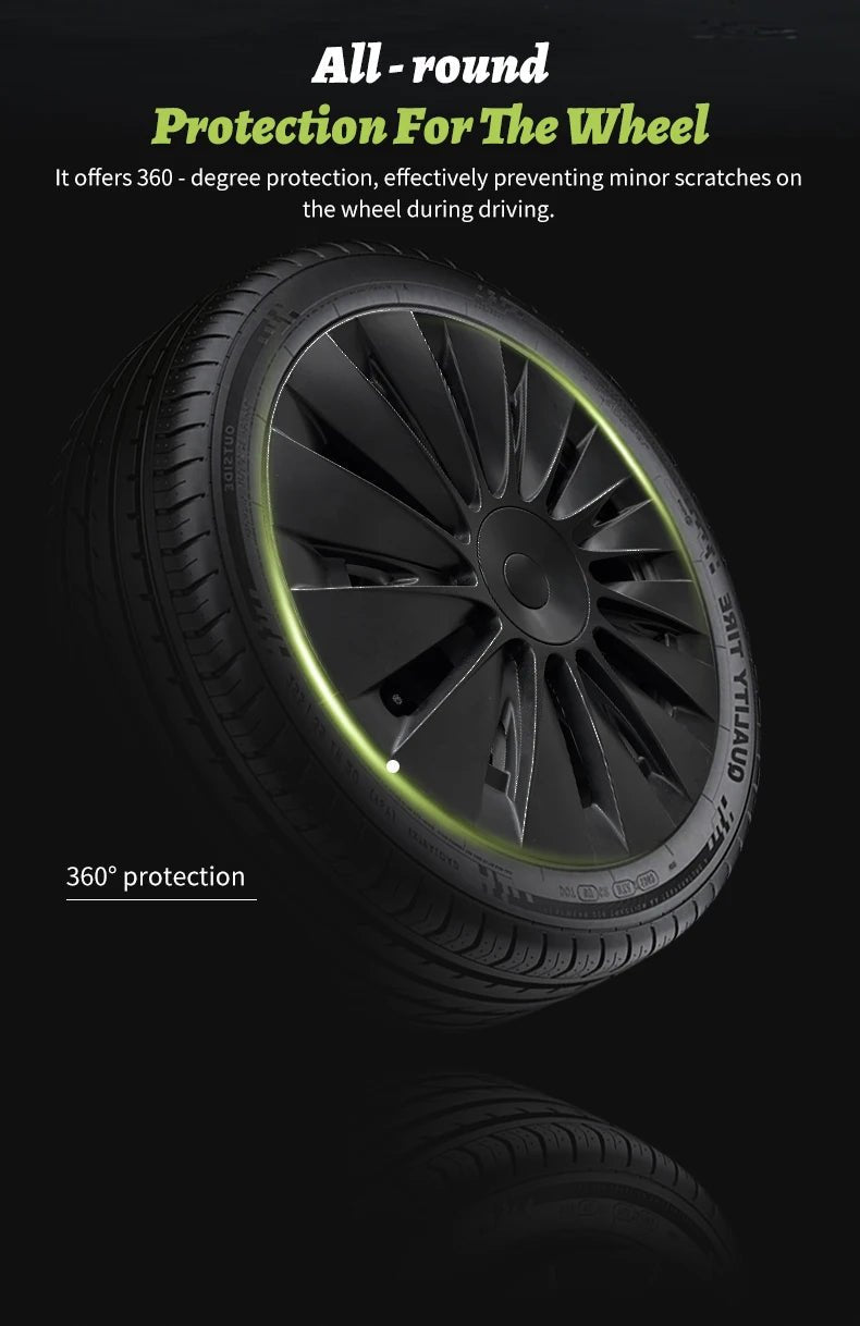 4PCS for Model Y 2020 - 2024 Vehicle Full Coverage Blade Wheel Cover Cap 19 Inch Hubcaps Replacement Accessories Design for Tesla - All in One