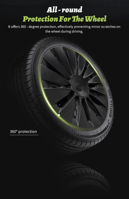 4PCS for Model Y 2020 - 2024 Vehicle Full Coverage Blade Wheel Cover Cap 19 Inch Hubcaps Replacement Accessories Design for Tesla - All in One