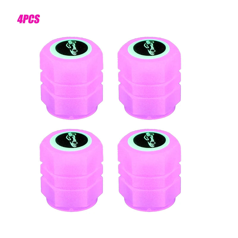 Fluorescent Pink Valve Cap Car Tire Valve Stem Caps for Bike Motorcycle Luminous Wheel Tire Protective Cover 5 Styles