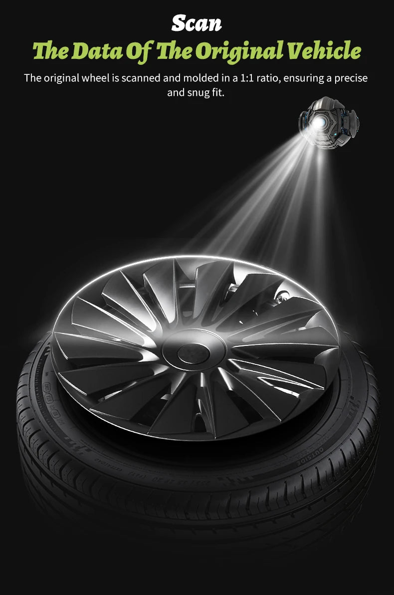 4PCS for Model Y2020 - 2024 Vehicle Full Coverage New Blade Wheel Cover Cap 19 Inches Hubcaps Automobile Accessories for Tesla - All in One