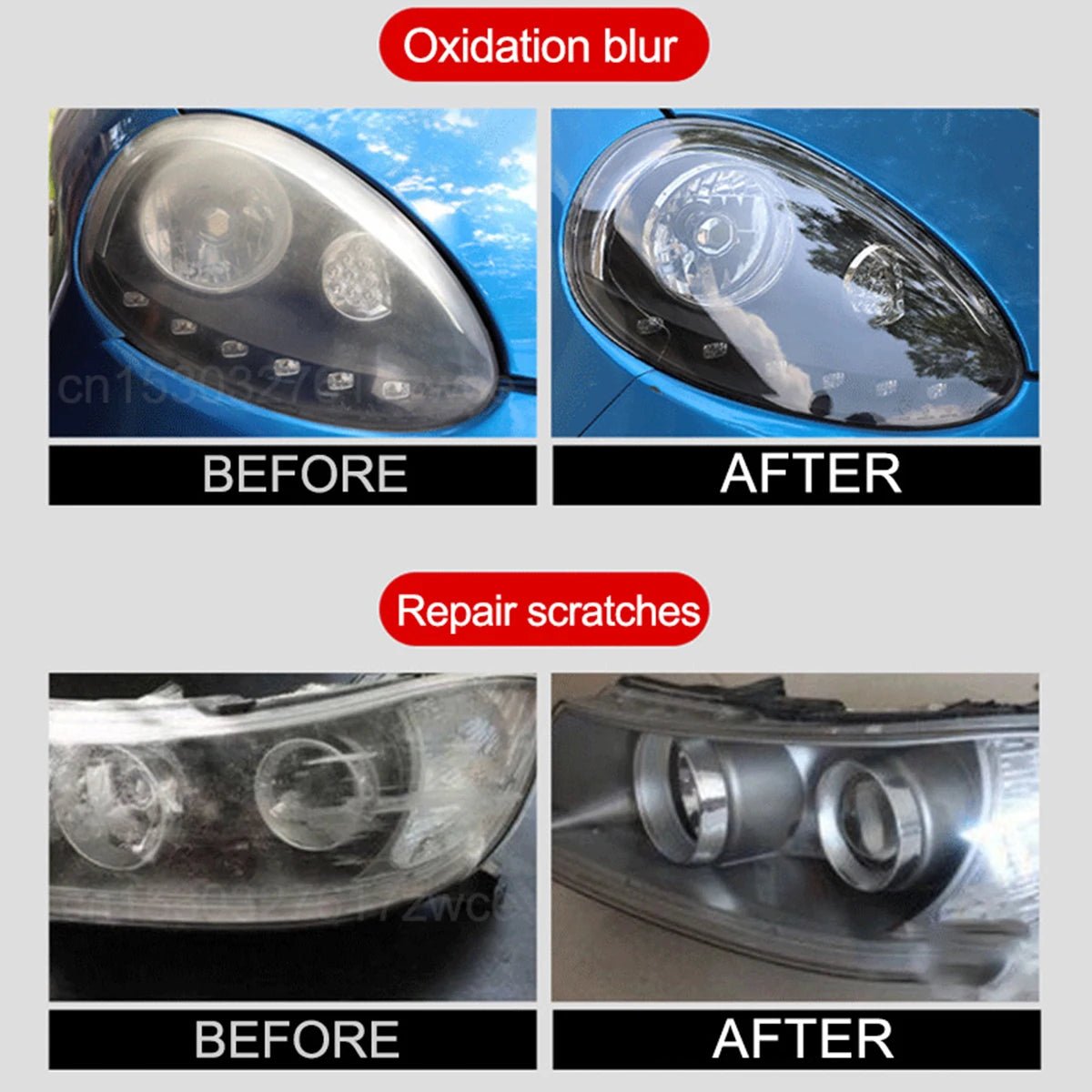 Car Headlight Restoration Polishing Kits Headlamp Repair Cleaning Paste Remove Oxidation Headlight Polish Liquid - All in 1