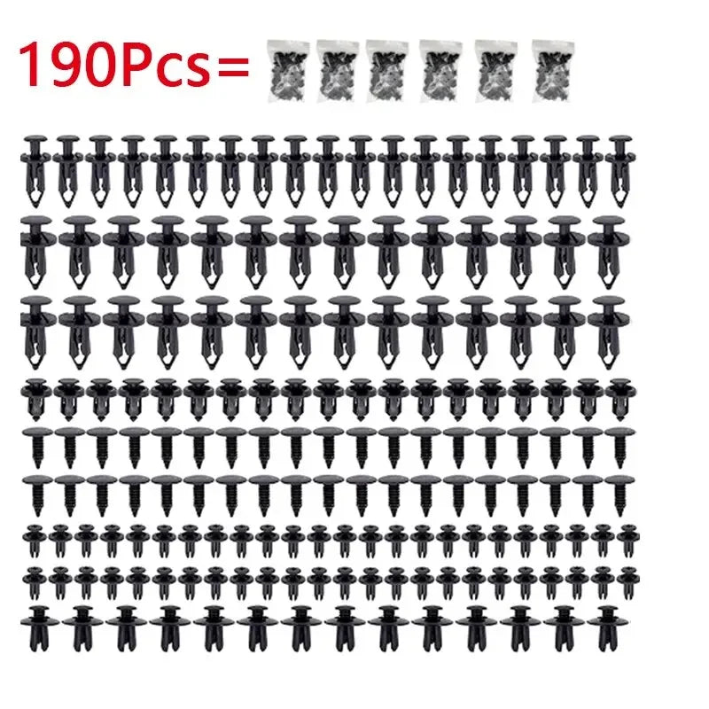 190 Pcs Auto Plastic Buckle Bumper Clips Fixing Nail Kit 6 Styles Plastic Retainer Fasteners Clip Car Body Push Rivets Parts - All in 1