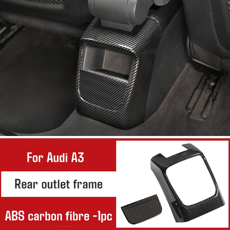 For Audi A3 2014-2020 Carbon Fibre Interior Decorative Mouldings Gear Lever Collar Console Dashboard Armrest Cover Pad Shell