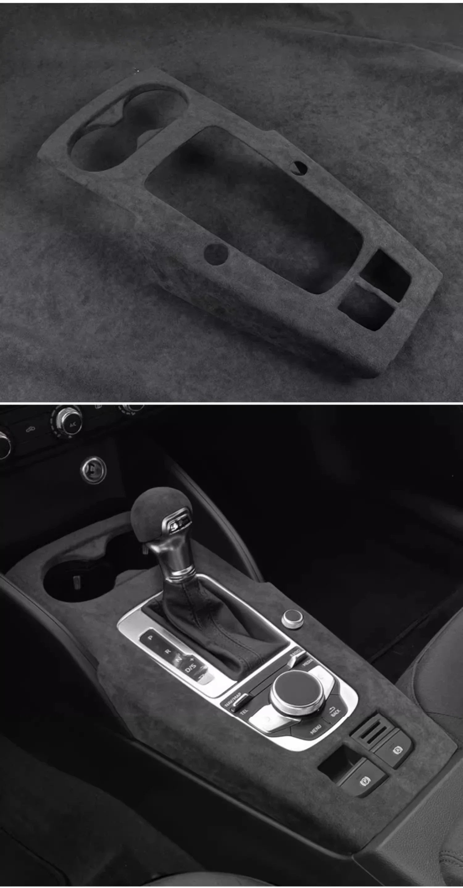 For Audi A3 A3L S3 2014 2015 2016 2017 2018 2019 2020 Alcantara Overlay Cover Car Gearshift Panel Armrest Box Frame Shell - All in One