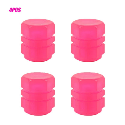 Fluorescent Pink Valve Cap Car Tire Valve Stem Caps for Bike Motorcycle Luminous Wheel Tire Protective Cover 5 Styles