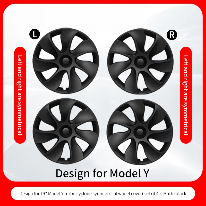 Tesla Model Y Wheel Covers - 19 Inch Storm Style Hubcaps (Set of 4)