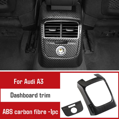 For Audi A3 2014-2020 Carbon Fibre Interior Decorative Mouldings Gear Lever Collar Console Dashboard Armrest Cover Pad Shell