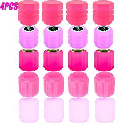Fluorescent Pink Valve Cap Car Tire Valve Stem Caps for Bike Motorcycle Luminous Wheel Tire Protective Cover 5 Styles