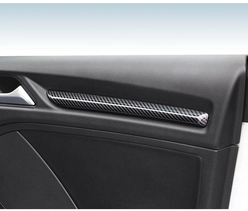 For Audi A3 2014-2020 Carbon Fibre Interior Decorative Mouldings Gear Lever Collar Console Dashboard Armrest Cover Pad Shell