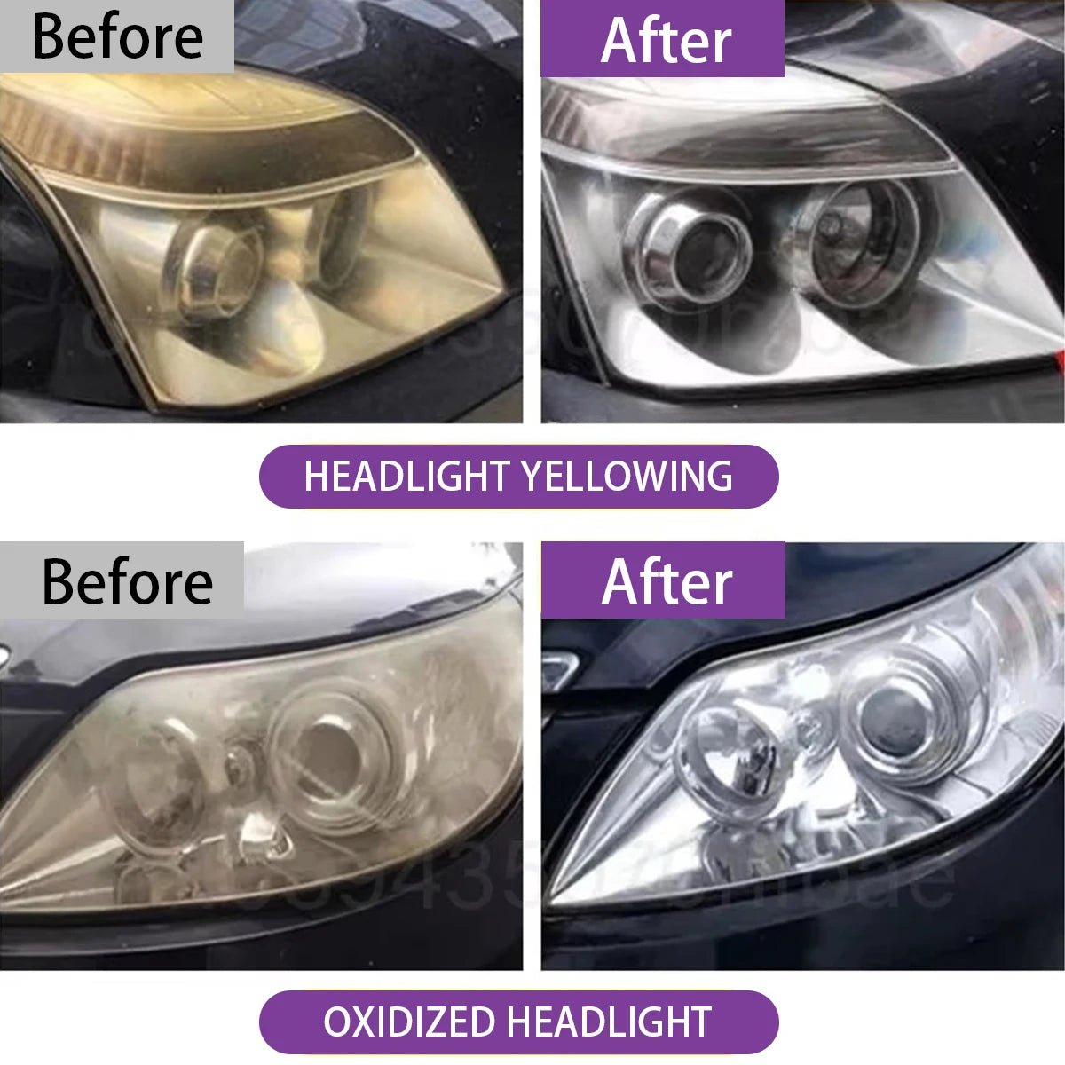 Car Headlight Restoration Polishing Kits Headlamp Repair Cleaning Paste Remove Oxidation Headlight Polish Liquid - All in 1