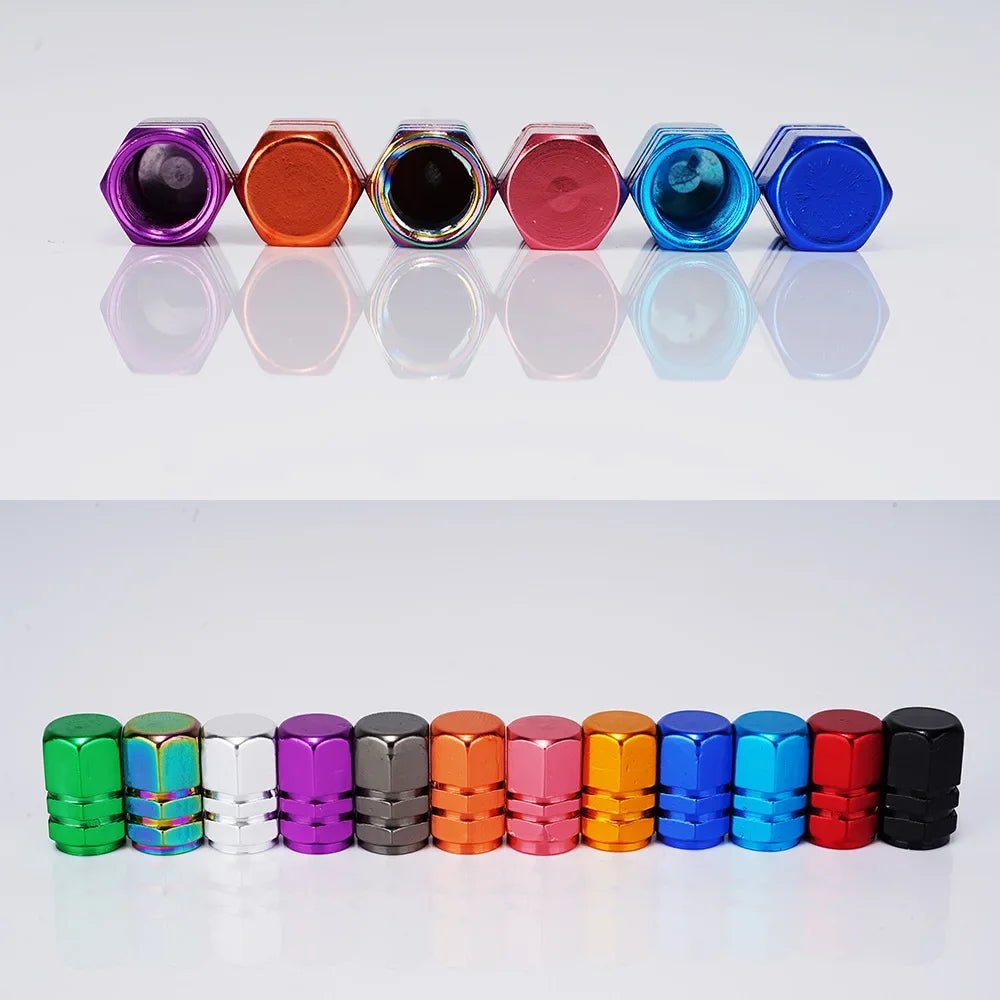 Aluminum Alloy Car Tire Valve Stem Caps Tyre Rim Valve Nipple Covers Dustproof Waterproof For Automobiles Motorcycles Trucks - All in 1