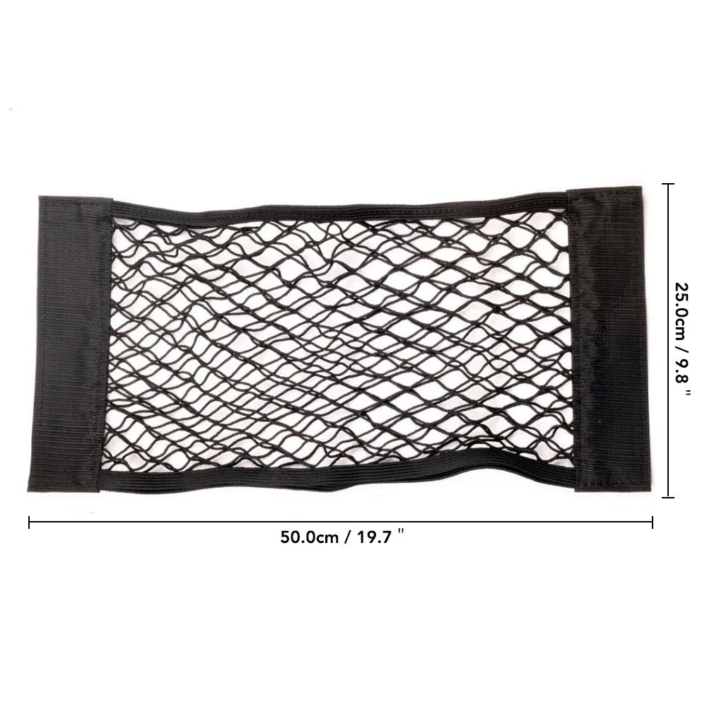 Car Back Rear Mesh Trunk Seat Elastic String Net Magic Sticker Universal Storage Bag Pocket Cage Auto Organizer Seat Back Bag - All in One