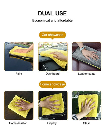 Microfiber Car Washing Towel 400GSM Double-Sided Coral Velvet Clean Towels High Water Absorption Car Wash Drying Cloth