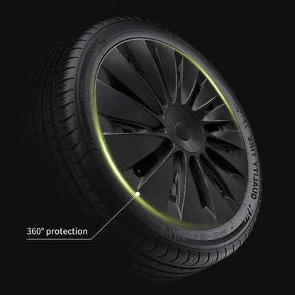 4PCS for Model Y 2020 - 2024 Vehicle Full Coverage Blade Wheel Cover Cap 19 Inch Hubcaps Replacement Accessories Design for Tesla - All in 1