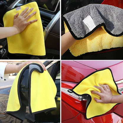 Microfiber Car Washing Towel 400GSM Double-Sided Coral Velvet Clean Towels High Water Absorption Car Wash Drying Cloth