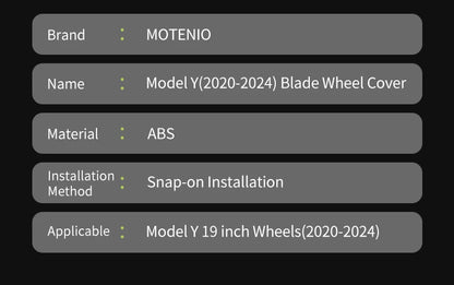 4PCS for Model Y 2020 - 2024 Vehicle Full Coverage Blade Wheel Cover Cap 19 Inch Hubcaps Replacement Accessories Design for Tesla - All in One
