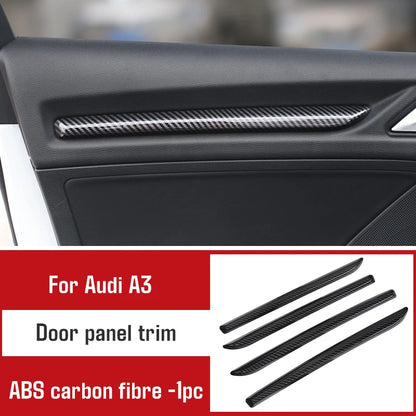For Audi A3 2014-2020 Carbon Fibre Interior Decorative Mouldings Gear Lever Collar Console Dashboard Armrest Cover Pad Shell