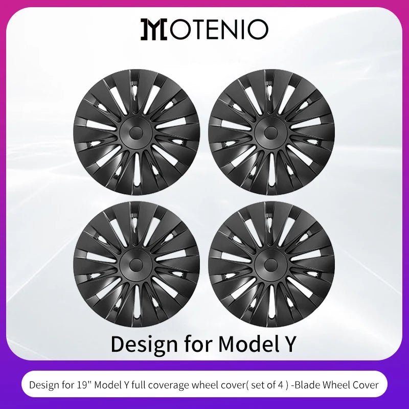4PCS for Model Y 2020 - 2024 Vehicle Full Coverage Blade Wheel Cover Cap 19 Inch Hubcaps Replacement Accessories Design for Tesla - All in One