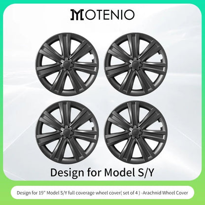 4PCS for Model Y 2020 - 2024 Vehicle Full Coverage Blade Wheel Cover Cap 19 Inch Hubcaps Replacement Accessories Design for Tesla - All in One