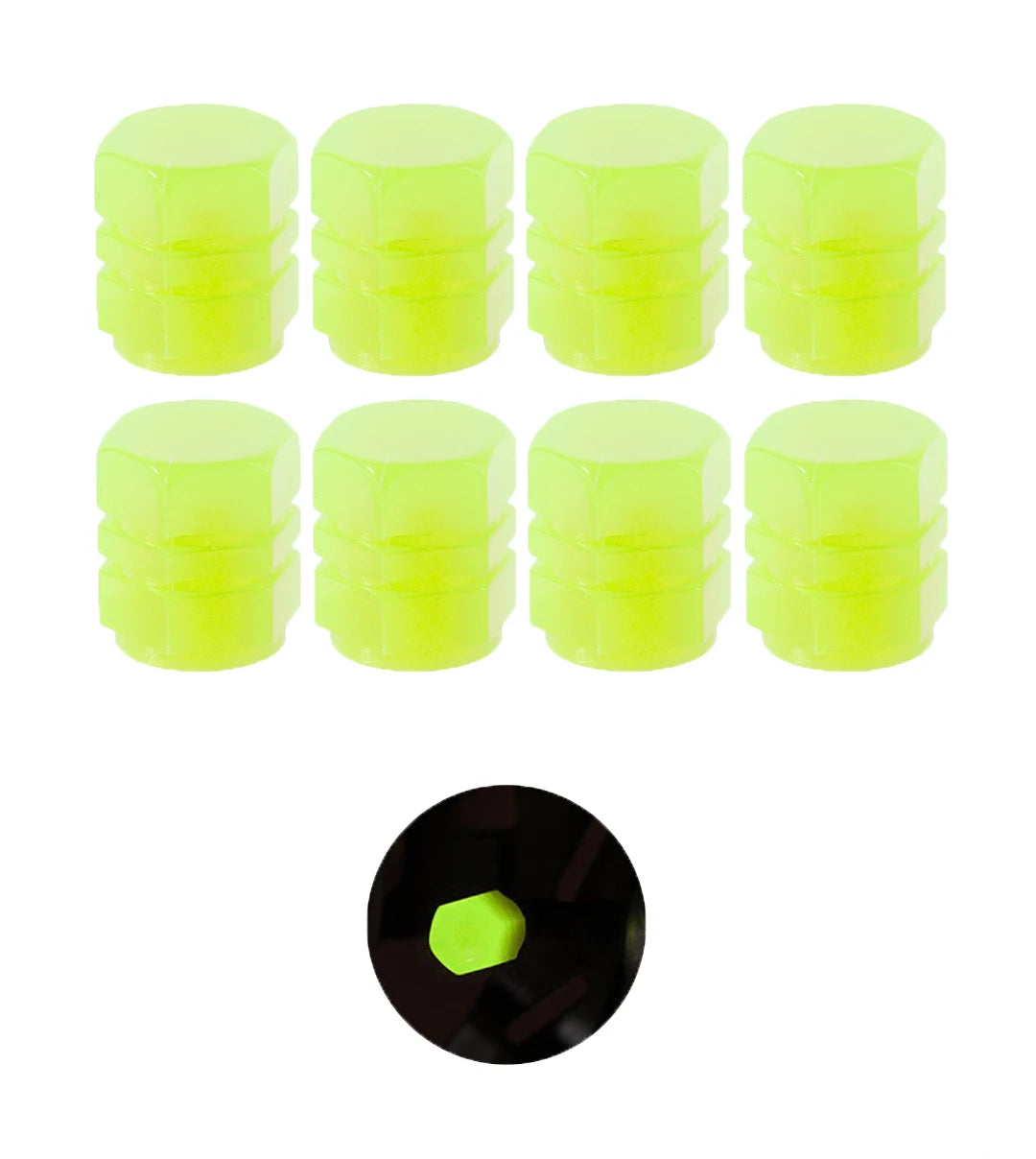 Glow Valve Cap Yellow Green Luminous Tire Valve Cap Car Motorcycle Bike Wheel Hub Glowing Dustproof Tyre Rim Decorative Cover