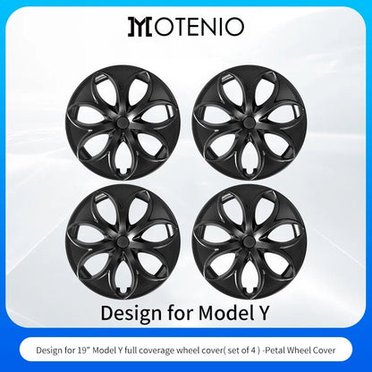 4PCS for Model Y 2020 - 2024 Vehicle Full Coverage Blade Wheel Cover Cap 19 Inch Hubcaps Replacement Accessories Design for Tesla - All in One