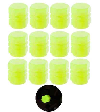 Glow Valve Cap Yellow Green Luminous Tire Valve Cap Car Motorcycle Bike Wheel Hub Glowing Dustproof Tyre Rim Decorative Cover