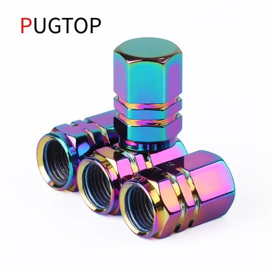 Aluminum Alloy Car Tire Valve Stem Caps Tyre Rim Valve Nipple Covers Dustproof Waterproof For Automobiles Motorcycles Trucks - All in 1