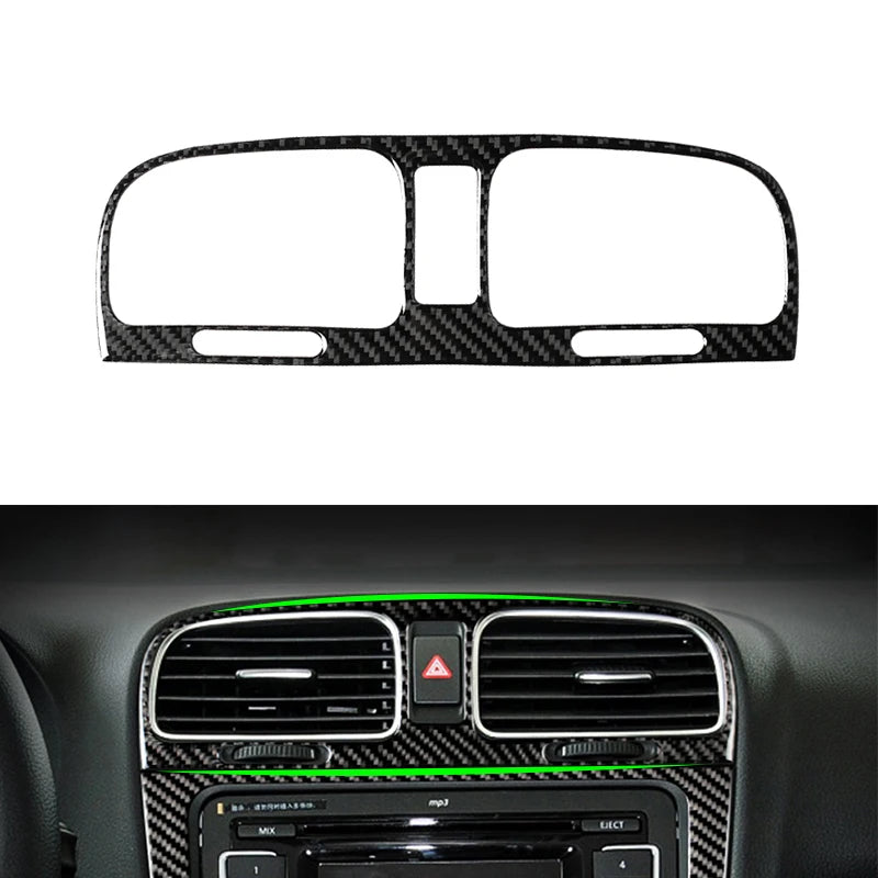 For VW Golf 6 MK6 Car Carbon Fiber Center Control Panel Air Vent Gear Shift Frame Headlight Switch Ashtray Box Cover Inner Trim
