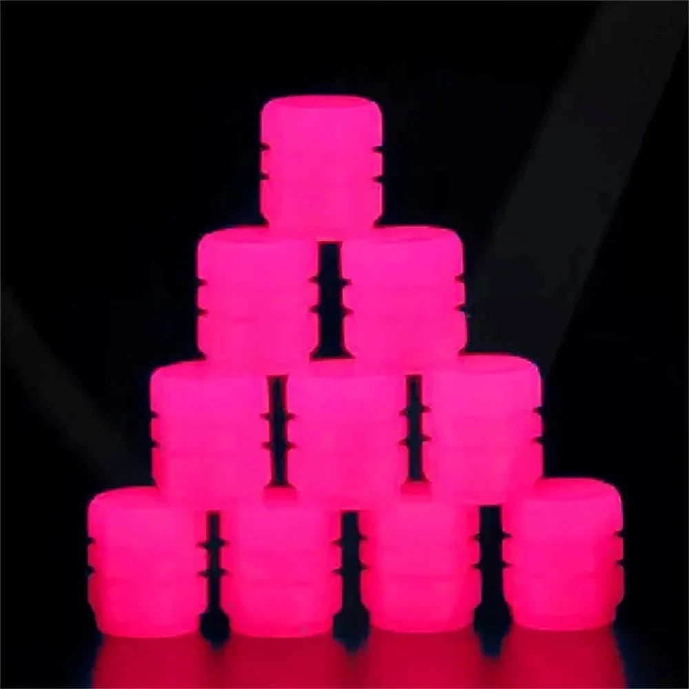4/20PCS Luminous Tire Valve Caps Motorcycle Bike Wheel Nozzle Dustproof Tyre Valve Stem Fluorescent Night Glowing Car Decor