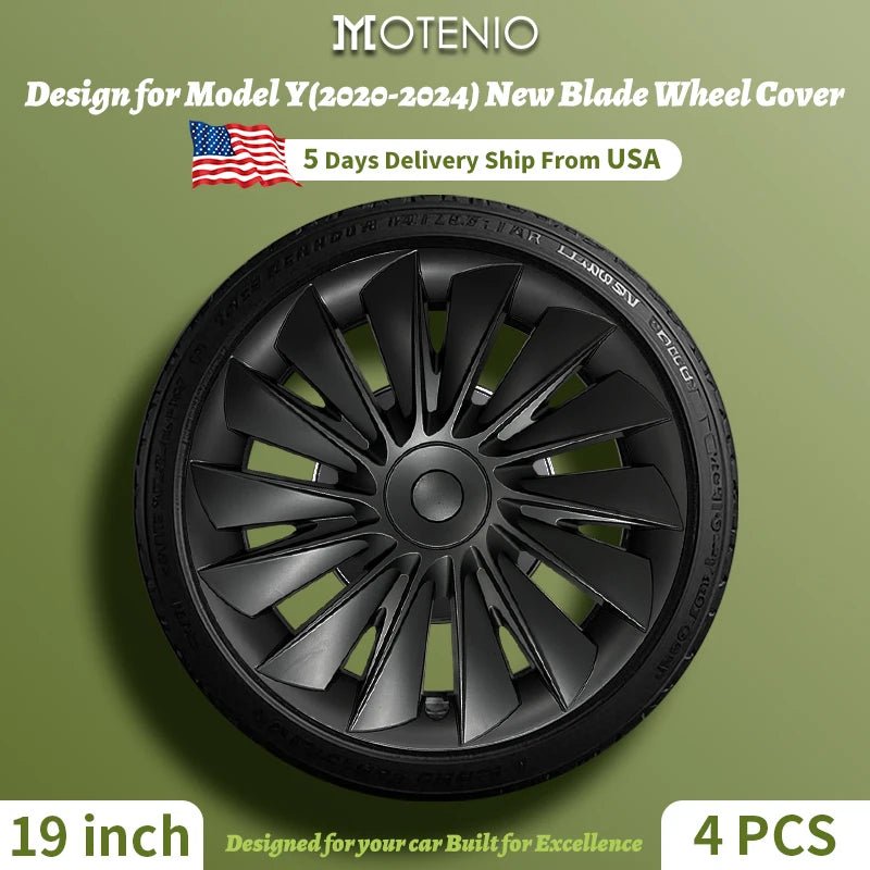 4PCS for Model Y2020 - 2024 Vehicle Full Coverage New Blade Wheel Cover Cap 19 Inches Hubcaps Automobile Accessories for Tesla - All in 1