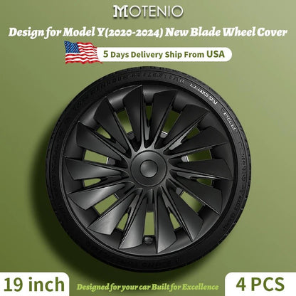 4PCS for Model Y2020 - 2024 Vehicle Full Coverage New Blade Wheel Cover Cap 19 Inches Hubcaps Automobile Accessories for Tesla - All in 1