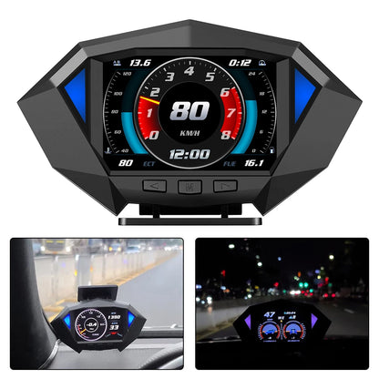P1 Digital HUD Car Head Up Display On Board Computer Clock Slope Meter GPS Speedometer OBD2 Diagnostic Tools Instrument Cluster
