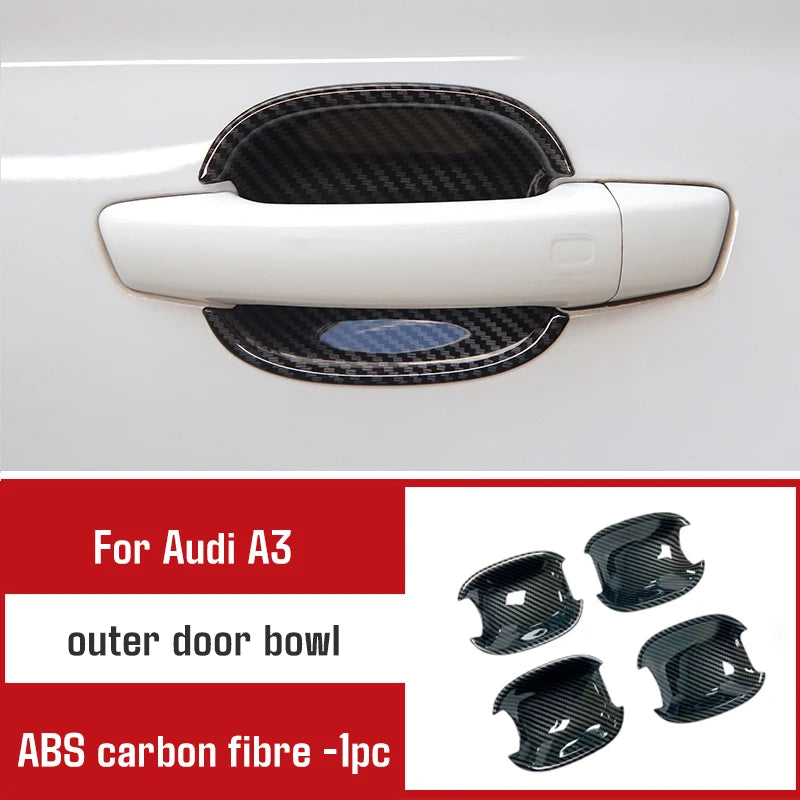 For Audi A3 2014-2020 Carbon Fibre Interior Decorative Mouldings Gear Lever Collar Console Dashboard Armrest Cover Pad Shell