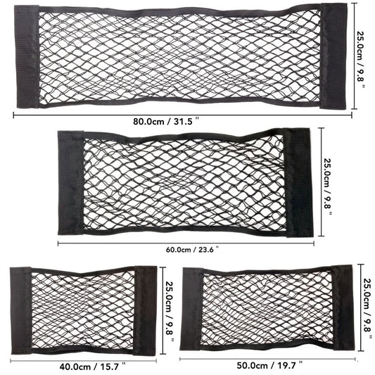 Car Back Rear Mesh Trunk Seat Elastic String Net Magic Sticker Universal Storage Bag Pocket Cage Auto Organizer Seat Back Bag - All in 1