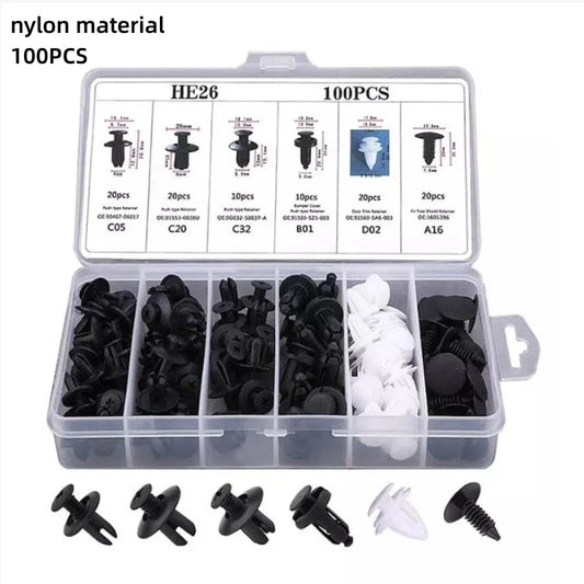 GM Rivet OPP Bag Or Box 6 Kinds of Auto Parts Quick Fastening Plastic Buckle 100 Pieces Mixed - All in 1