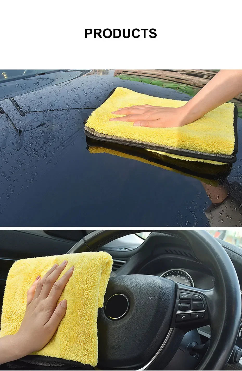 Microfiber Car Washing Towel 400GSM Double-Sided Coral Velvet Clean Towels High Water Absorption Car Wash Drying Cloth