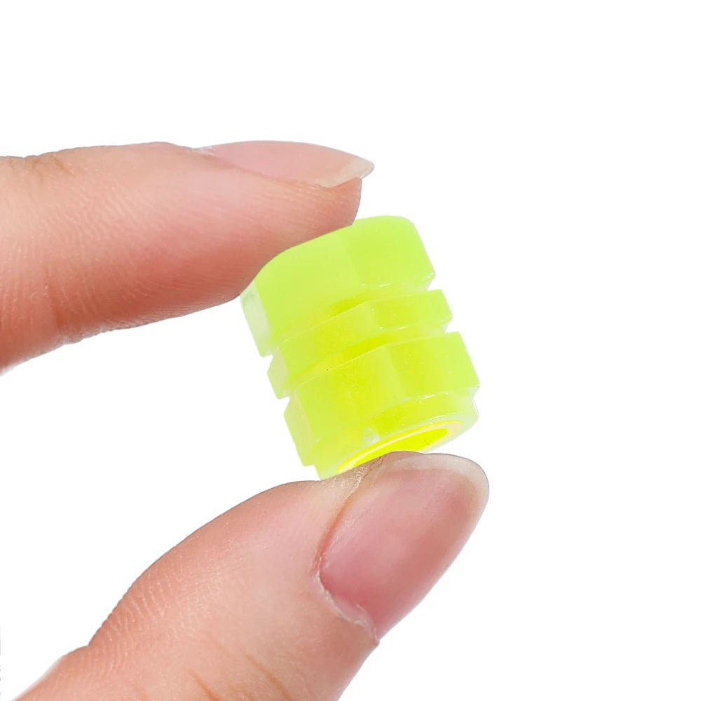 Glow Valve Cap Yellow Green Luminous Tire Valve Cap Car Motorcycle Bike Wheel Hub Glowing Dustproof Tyre Rim Decorative Cover - All in 1